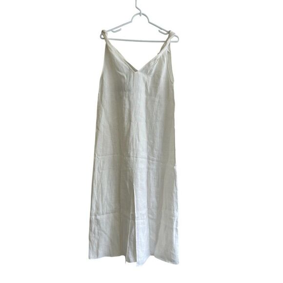 Massimo Dutti Womens Midi Dress M White Linen With Strap Details 6609/609 NWT - Picture 4 of 12